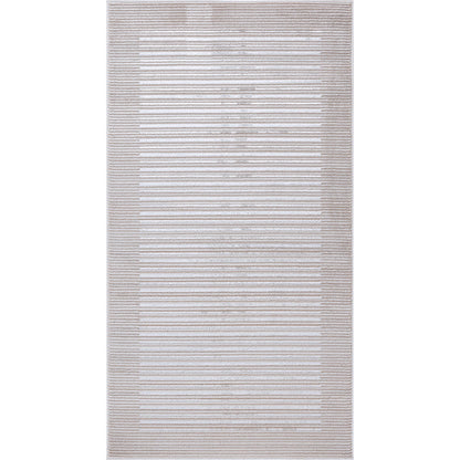 KAYSA Scandi Modern Beige/White Striped Area Rug Flat