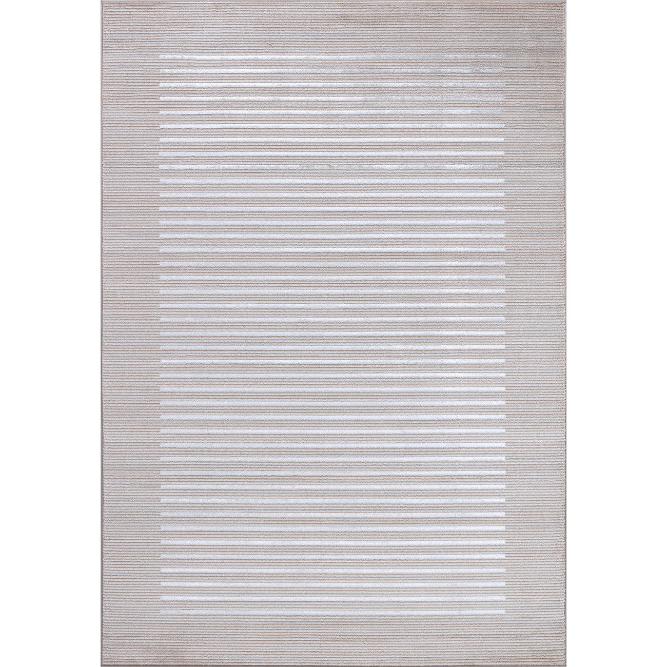 KAYSA Scandi Modern Beige/White Striped Area Rug Flat