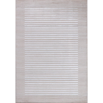 KAYSA Scandi Modern Beige/White Striped Area Rug Flat