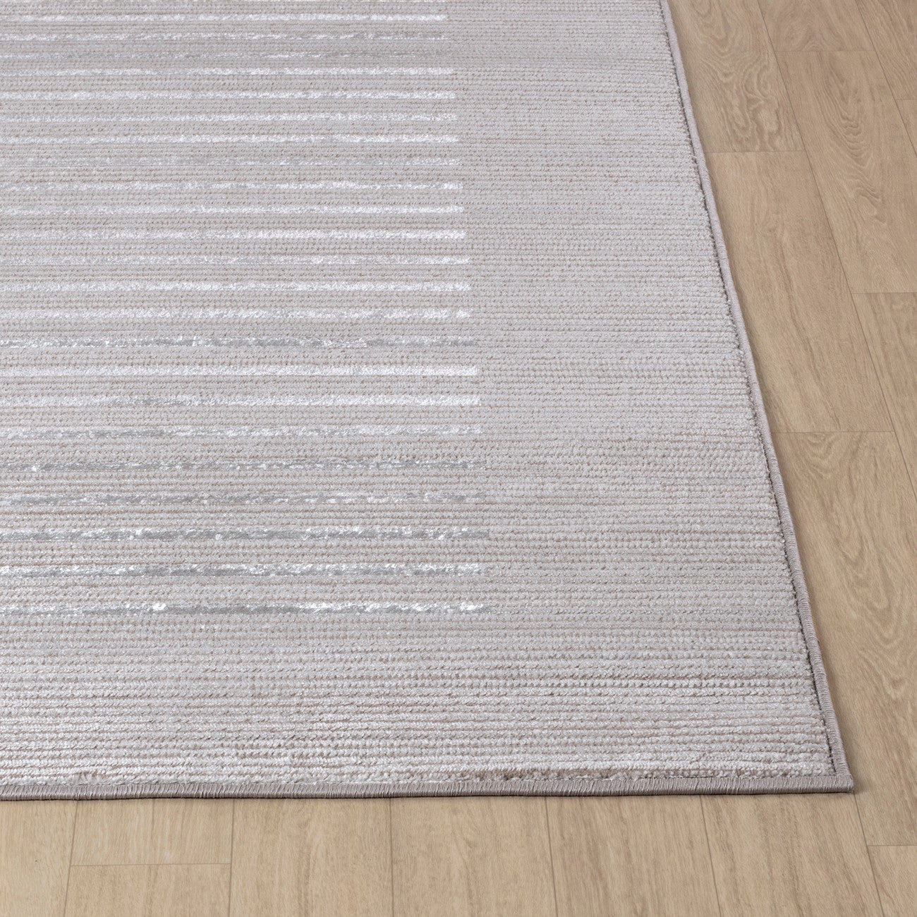 KAYSA Scandi Modern Beige/White Striped Area Rug Front