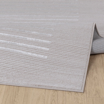 KAYSA Scandi Modern Beige/White Striped Area Rug Fold