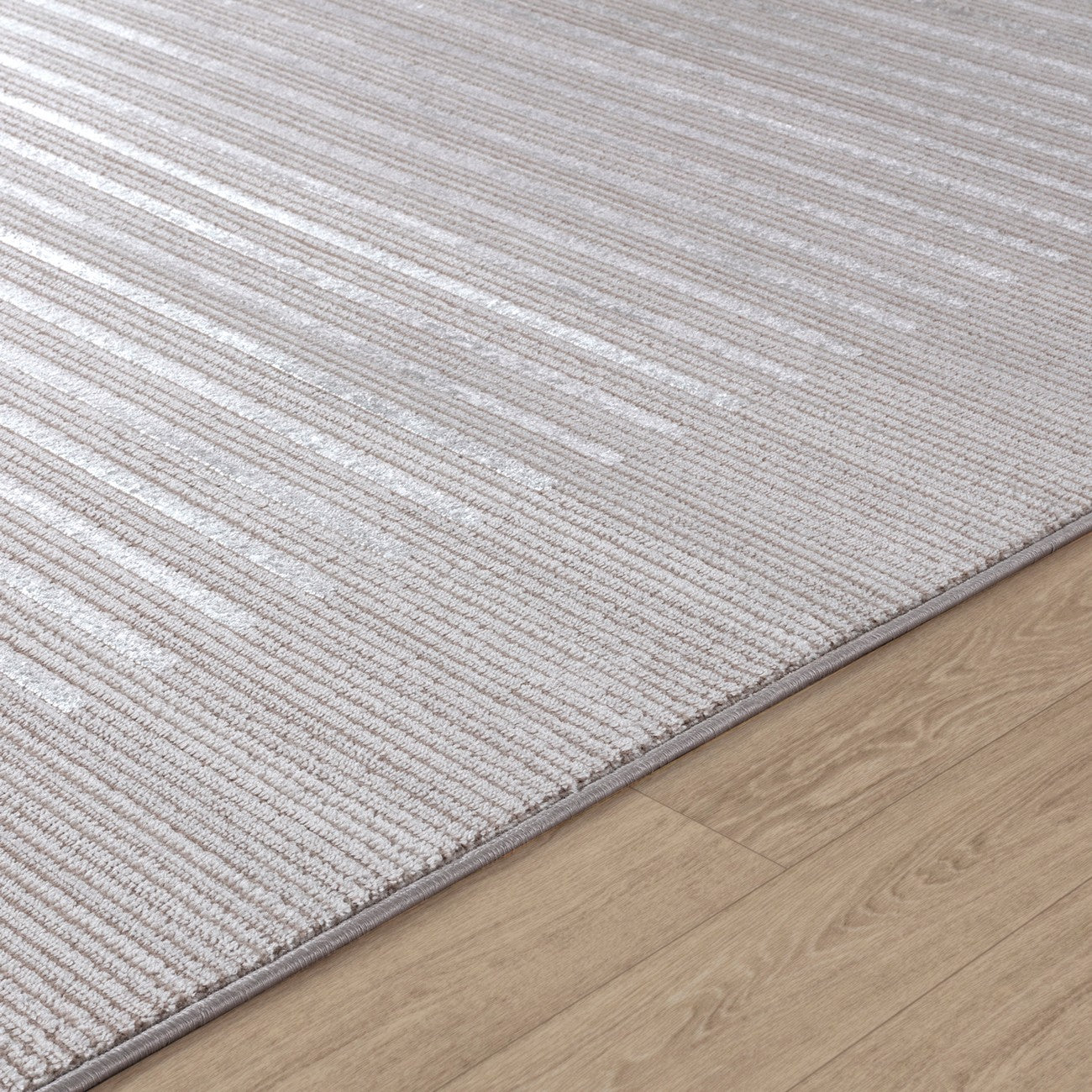 KAYSA Scandi Modern Beige/White Striped Area Rug Texture