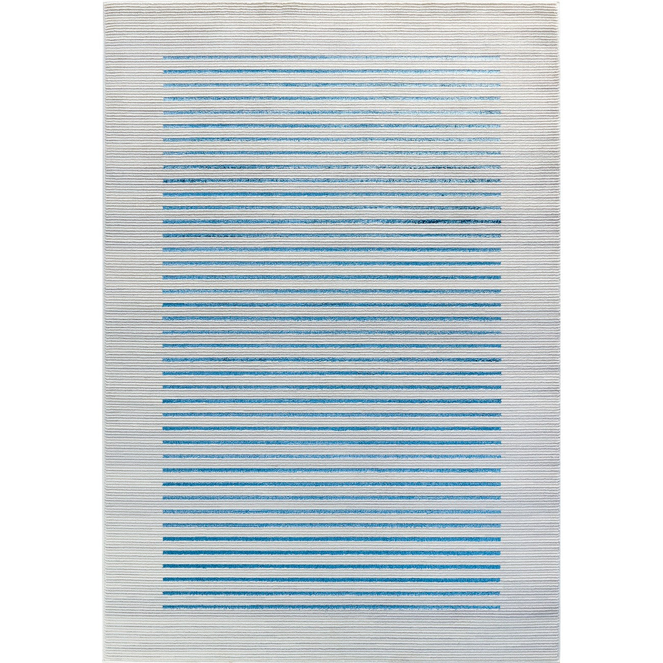 KAYSA Scandi Modern Dark Blue Striped Area Rug Flat