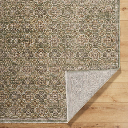 KENY Galey Alix x Livabliss Vintage Traditional Oriental Boho Brown/Olive Area Rug Fold