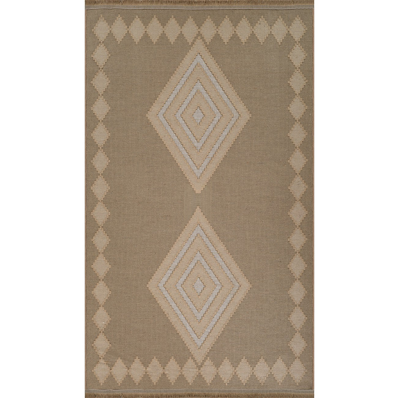 KEYURI Cottage Tan/Light Beige Machine Washable Jute Area Rug Flat