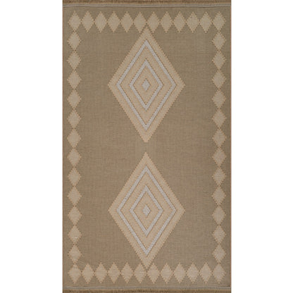 KEYURI Cottage Tan/Light Beige Machine Washable Jute Area Rug Flat