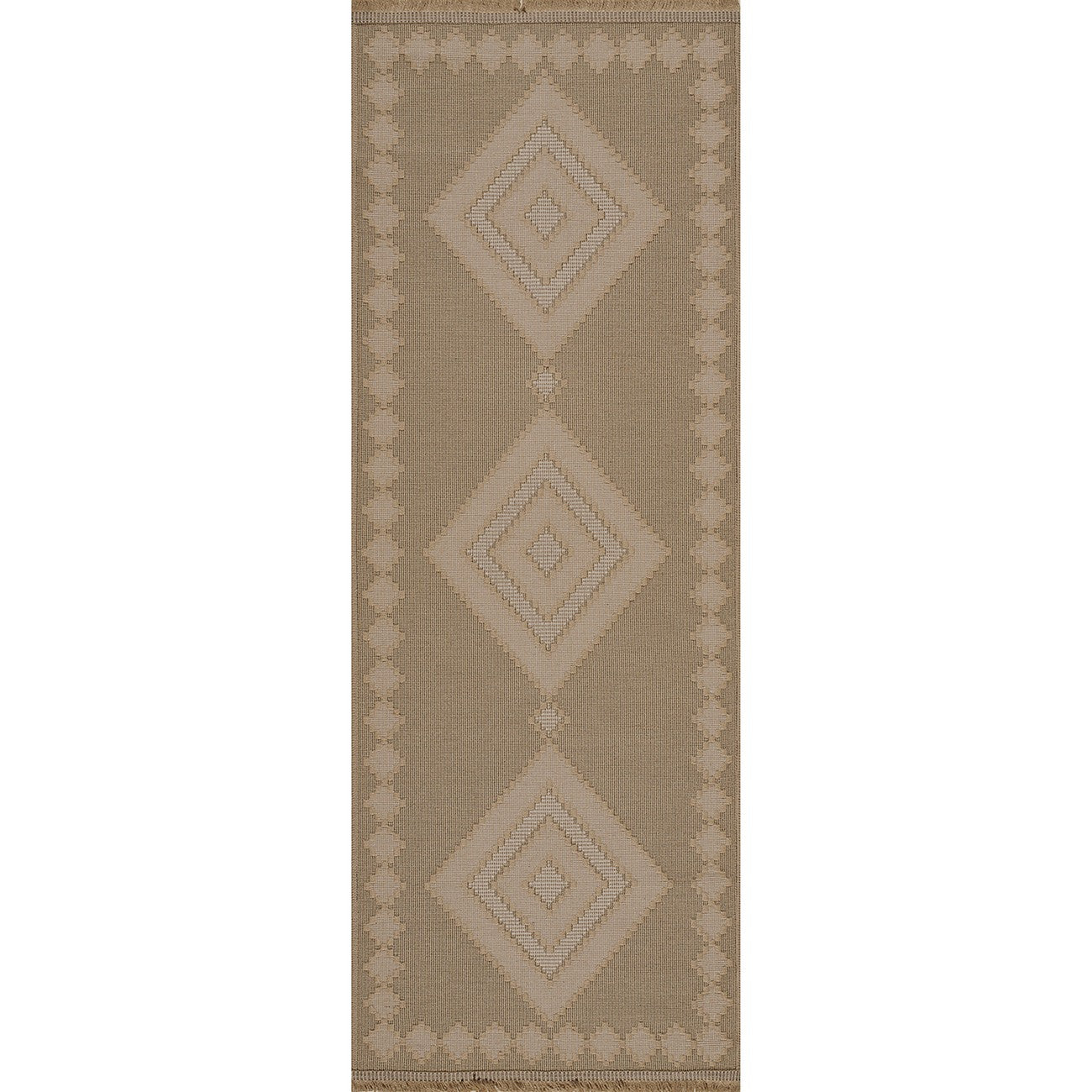 KEYURI Cottage Tan/Light Beige Machine Washable Jute Area Rug Flat
