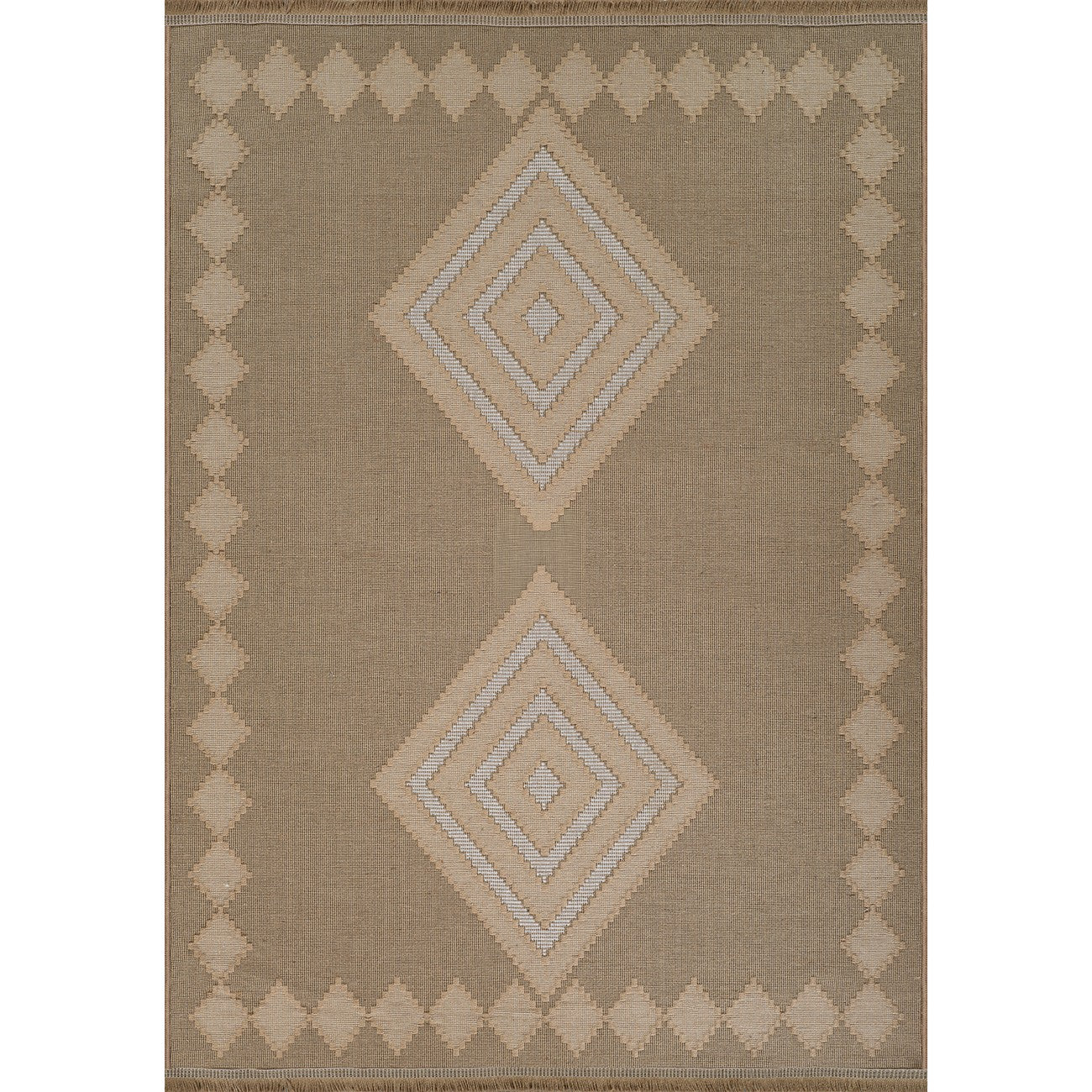 KEYURI Cottage Tan/Light Beige Machine Washable Jute Area Rug Flat