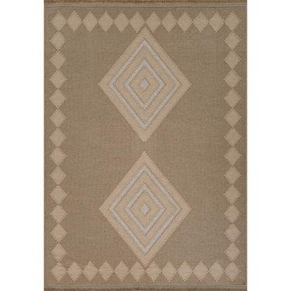 KEYURI Cottage Tan/Light Beige Machine Washable Jute Area Rug Flat