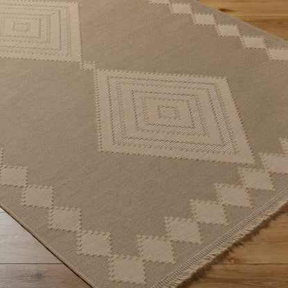 KEYURI Cottage Tan/Light Beige Machine Washable Jute Area Rug Corner