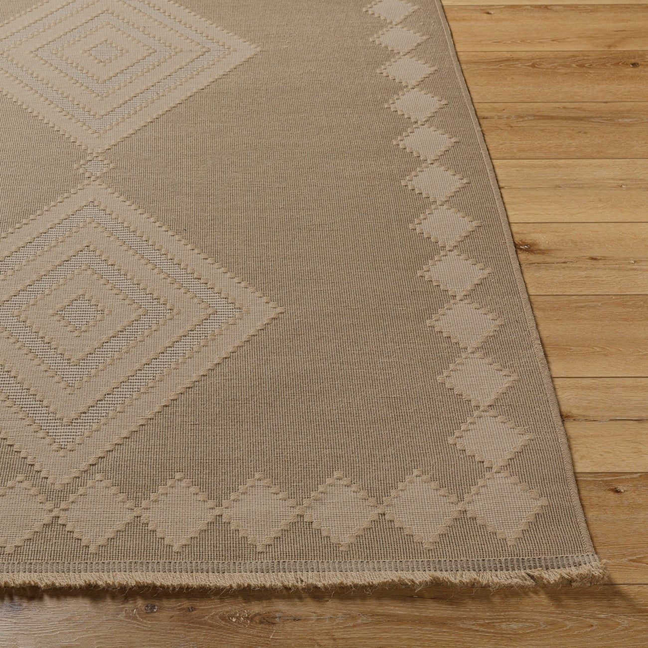 KEYURI Cottage Tan/Light Beige Machine Washable Jute Area Rug Front