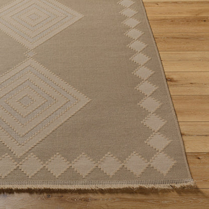 KEYURI Cottage Tan/Light Beige Machine Washable Jute Area Rug Front