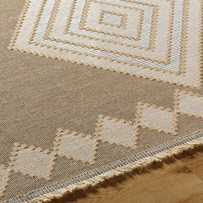 KEYURI Cottage Tan/Light Beige Machine Washable Jute Area Rug Texture