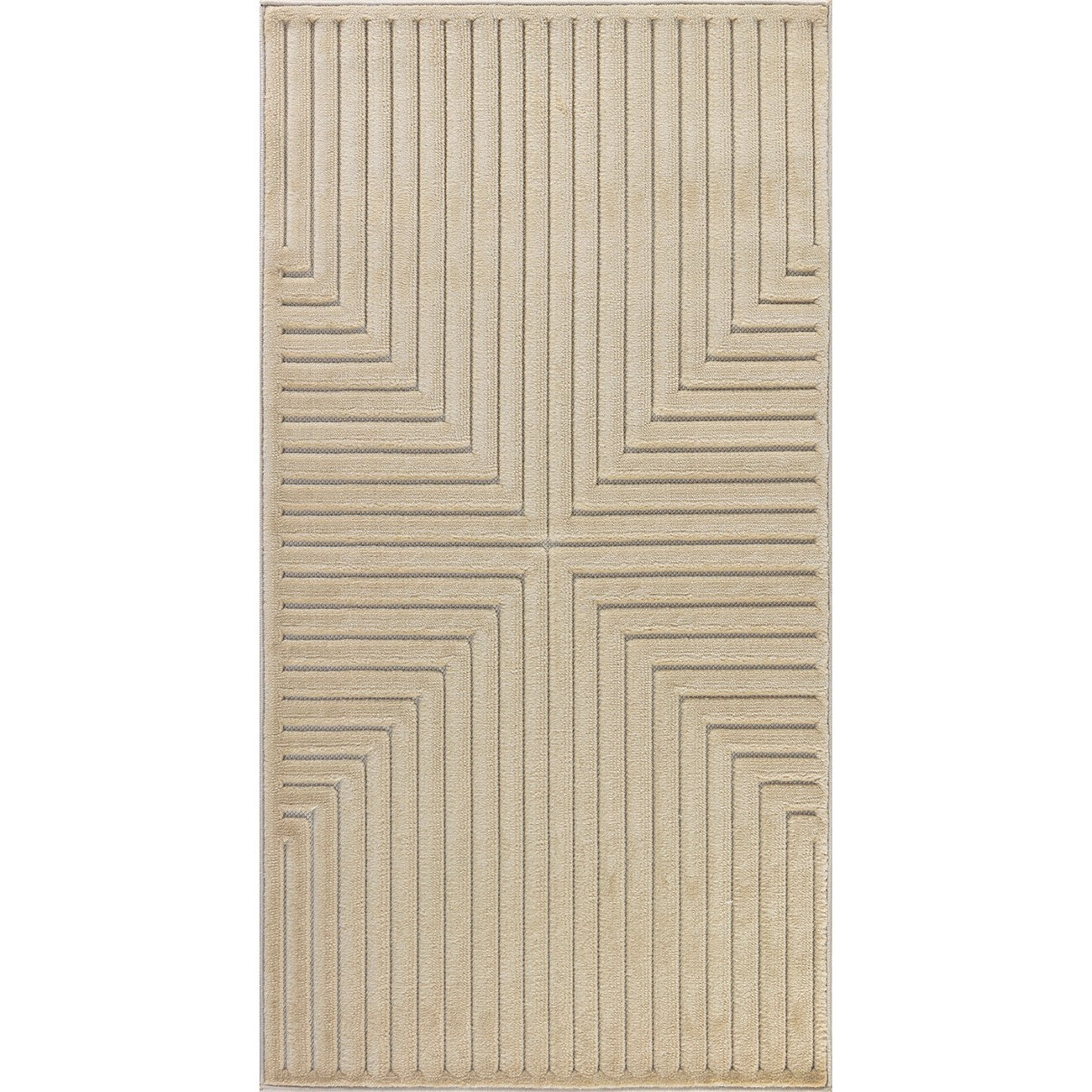 KIYOSHI Indoor & Outdoor Scandi Modern Beige Area Rug Flat