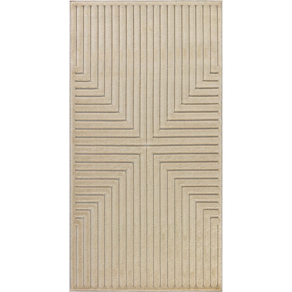 KIYOSHI Indoor & Outdoor Scandi Modern Beige Area Rug Flat