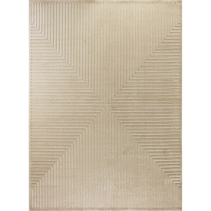 KIYOSHI Indoor & Outdoor Scandi Modern Beige Area Rug Flat