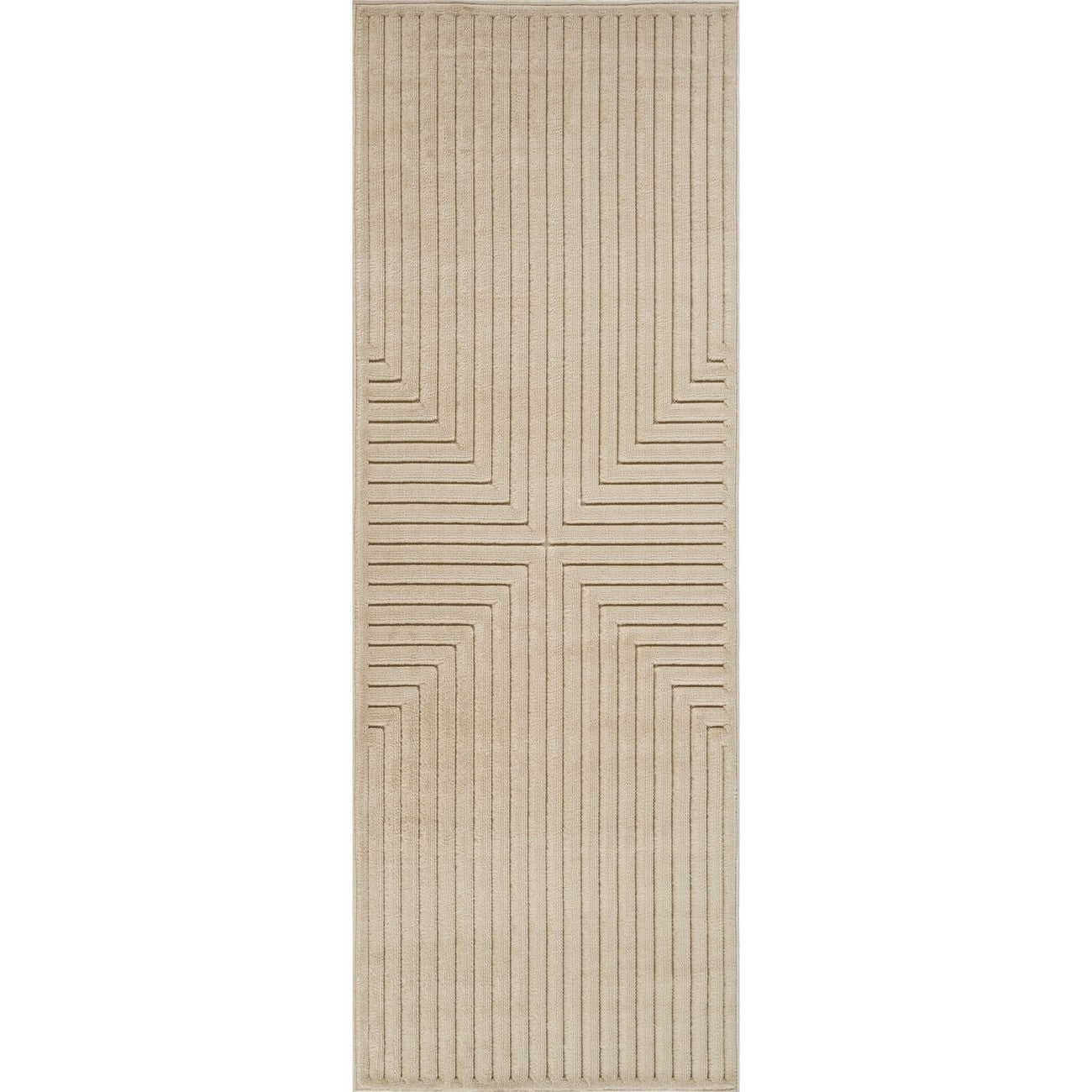 KIYOSHI Indoor & Outdoor Scandi Modern Beige Area Rug Flat
