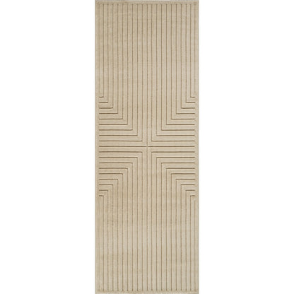 KIYOSHI Indoor & Outdoor Scandi Modern Beige Area Rug Flat