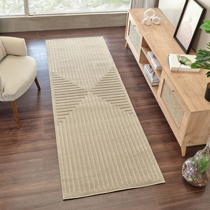 KIYOSHI Indoor & Outdoor Scandi Modern Beige Area Rug Roomscene