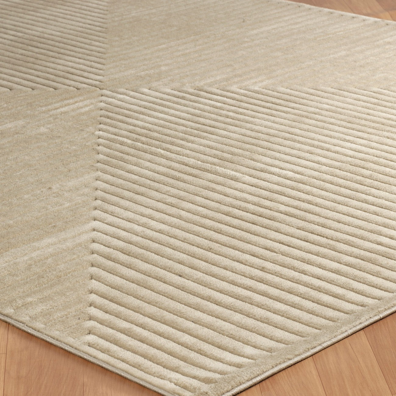 KIYOSHI Indoor & Outdoor Scandi Modern Beige Area Rug Corner