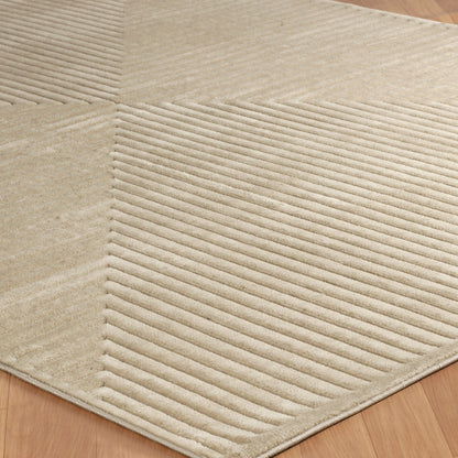 KIYOSHI Indoor & Outdoor Scandi Modern Beige Area Rug Corner