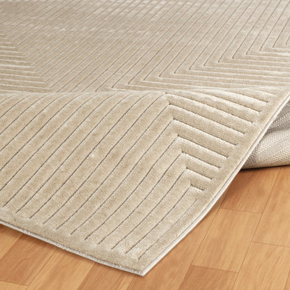 KIYOSHI Indoor & Outdoor Scandi Modern Beige Area Rug Fold