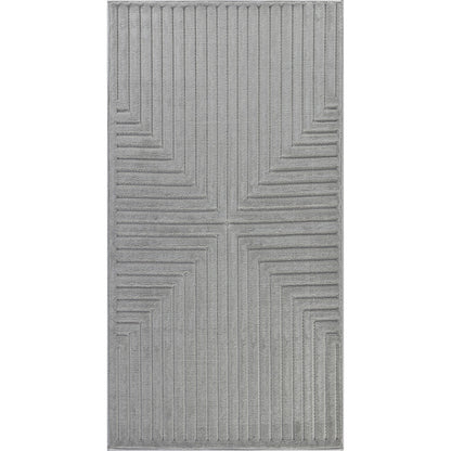 KIYOSHI Indoor & Outdoor Scandi Modern Grey Area Rug Flat