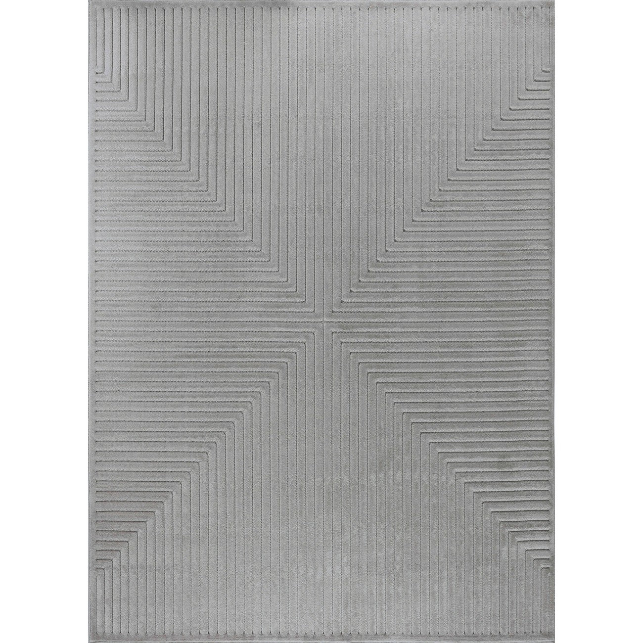 KIYOSHI Indoor & Outdoor Scandi Modern Grey Area Rug Flat