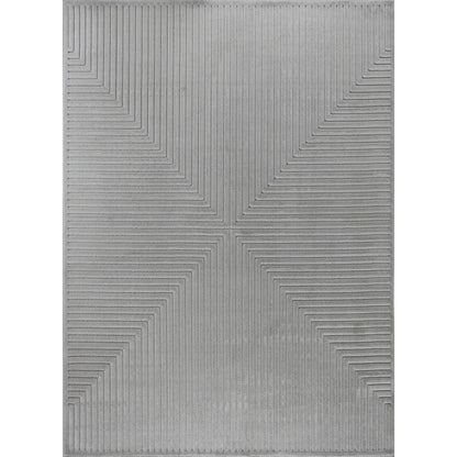 KIYOSHI Indoor & Outdoor Scandi Modern Grey Area Rug Flat