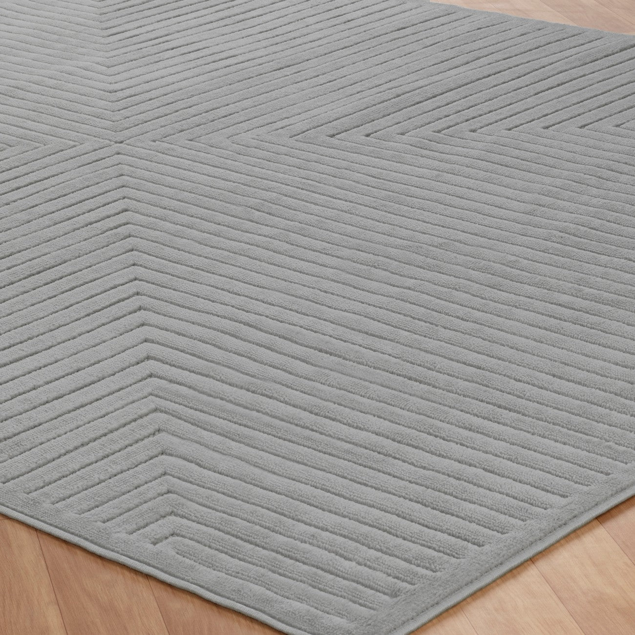 KIYOSHI Indoor & Outdoor Scandi Modern Grey Area Rug Corner