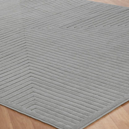 KIYOSHI Indoor & Outdoor Scandi Modern Grey Area Rug Corner