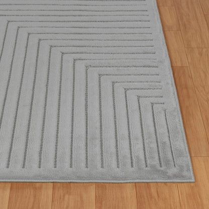 KIYOSHI Indoor & Outdoor Scandi Modern Grey Area Rug Front
