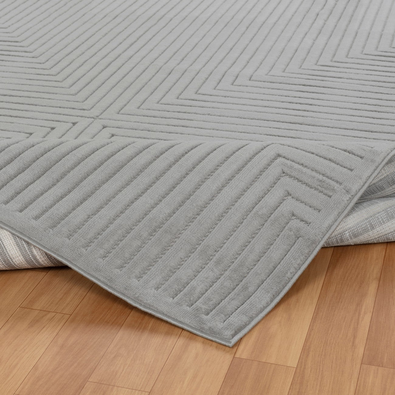 KIYOSHI Indoor & Outdoor Scandi Modern Grey Area Rug Fold