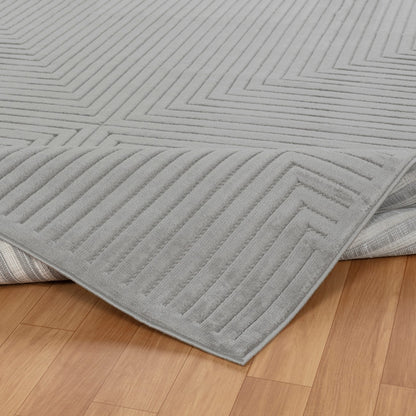 KIYOSHI Indoor & Outdoor Scandi Modern Grey Area Rug Fold