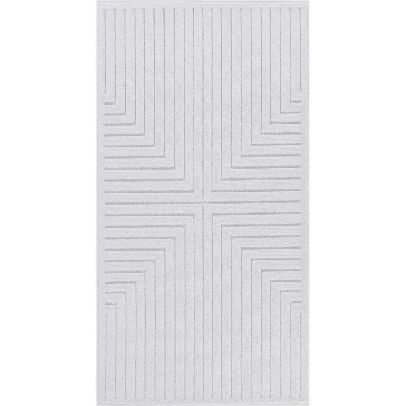 KIYOSHI Indoor & Outdoor Scandi Modern White Area Rug Flat