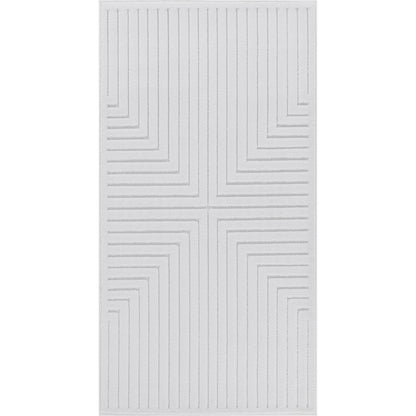 KIYOSHI Indoor & Outdoor Scandi Modern White Area Rug Flat