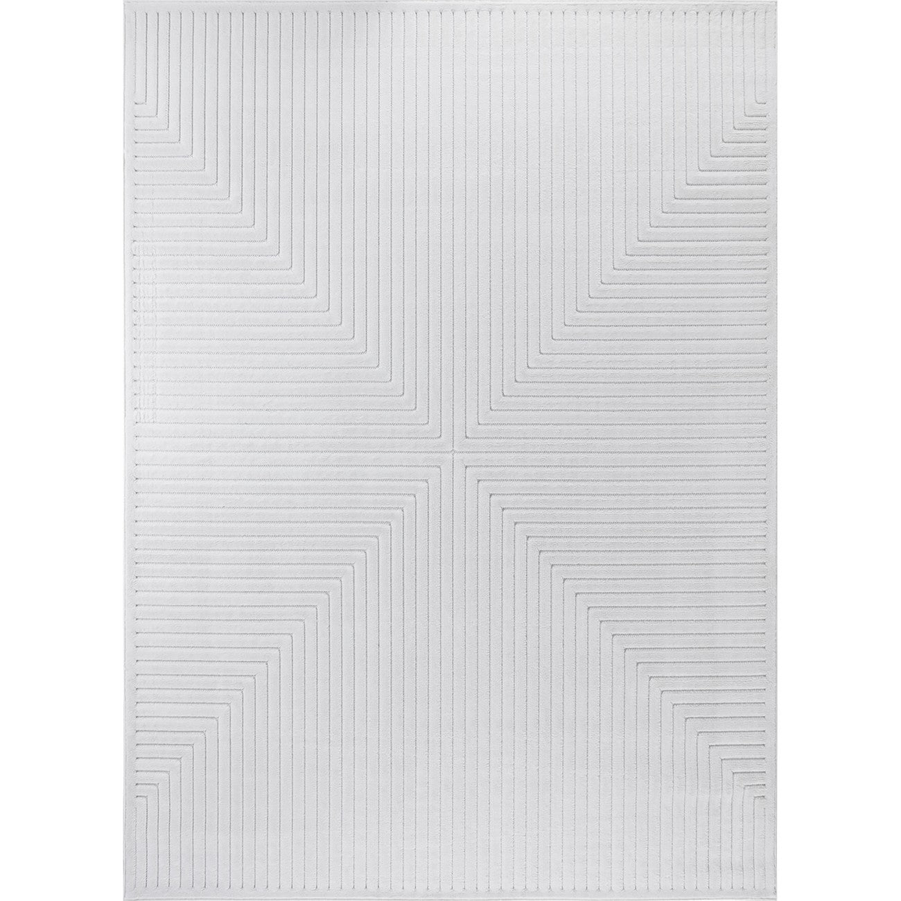 KIYOSHI Indoor & Outdoor Scandi Modern White Area Rug Flat