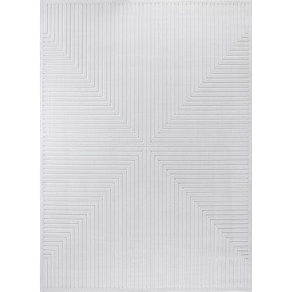 KIYOSHI Indoor & Outdoor Scandi Modern White Area Rug Flat
