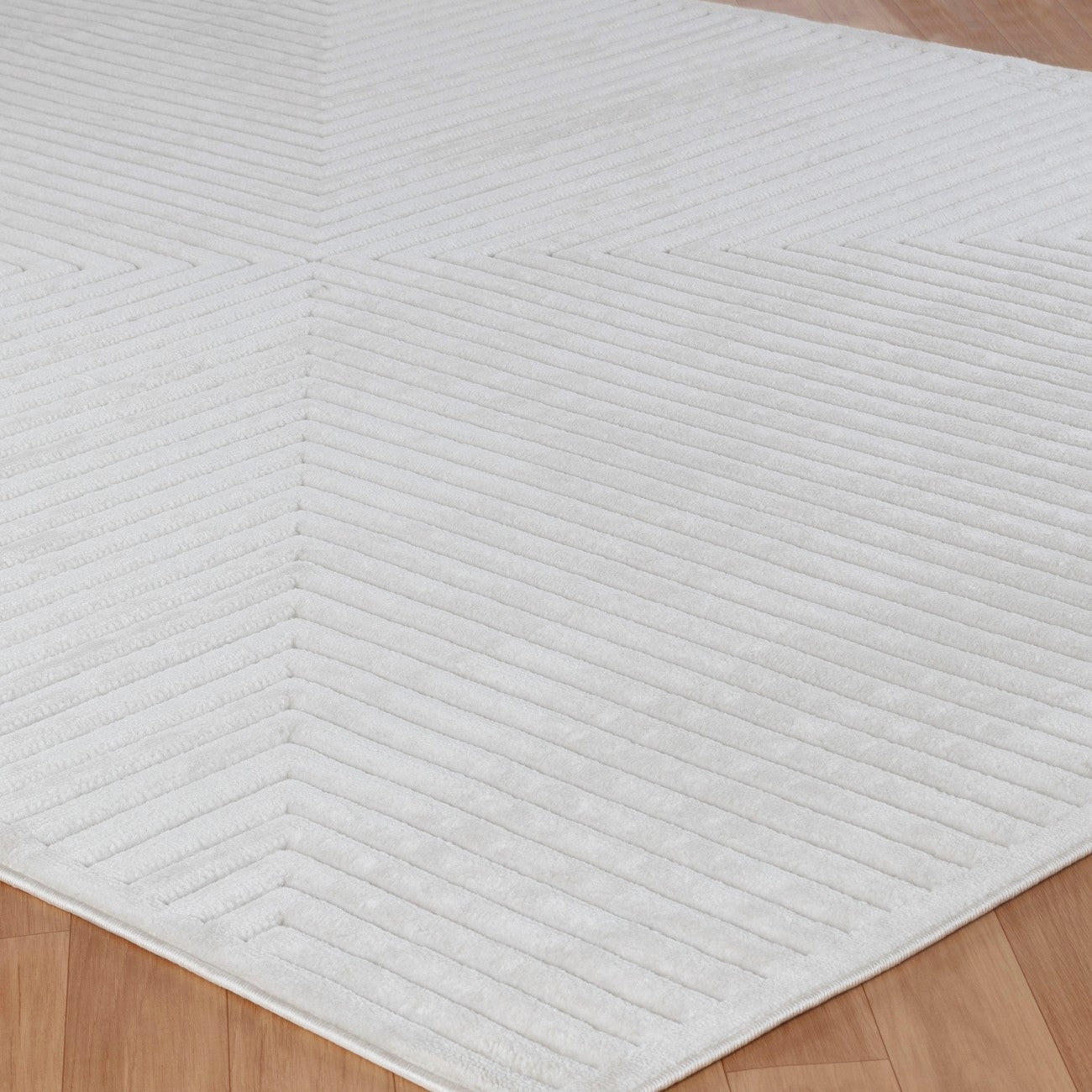 KIYOSHI Indoor & Outdoor Scandi Modern White Area Rug Corner