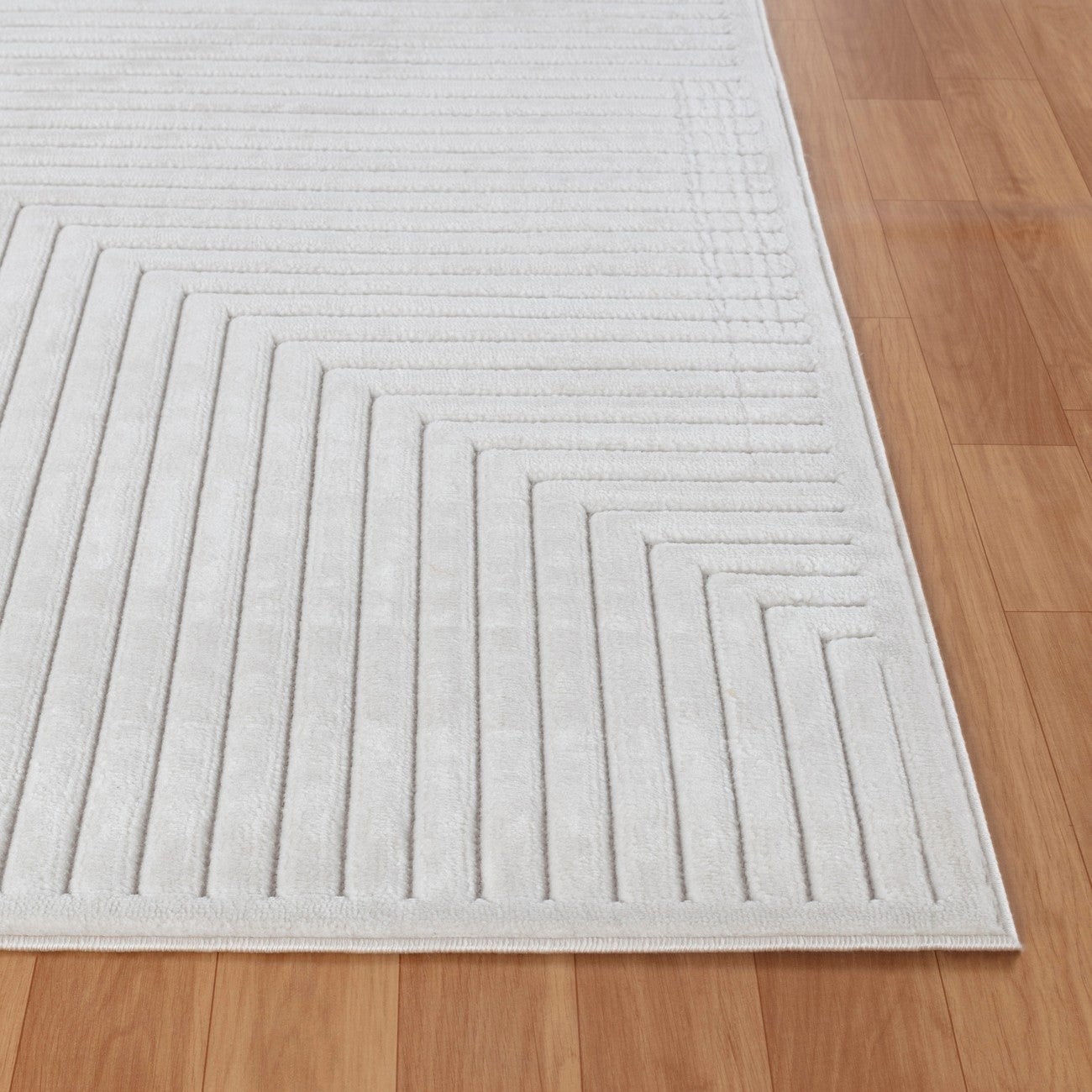 KIYOSHI Indoor & Outdoor Scandi Modern White Area Rug Front