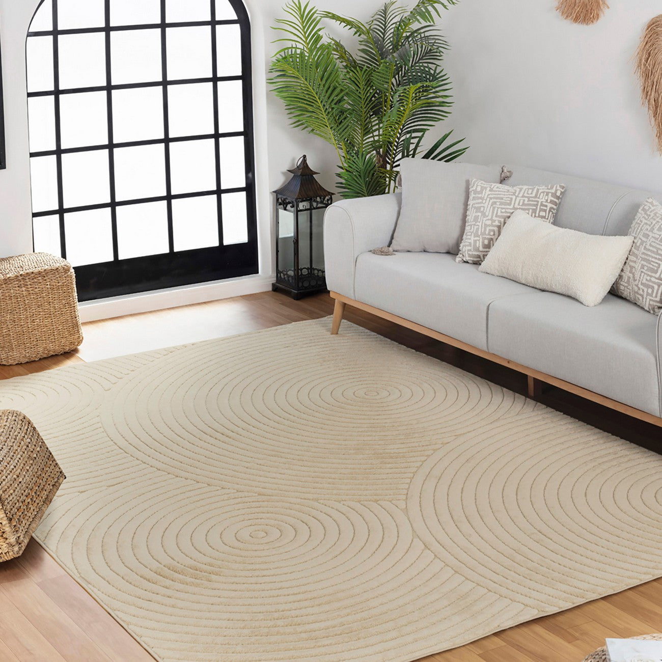 KOANA Indoor & Outdoor Scandi Modern Beige Area Rug Roomscene