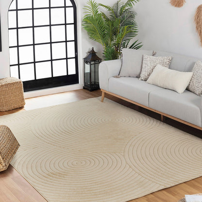 KOANA Indoor & Outdoor Scandi Modern Beige Area Rug Roomscene