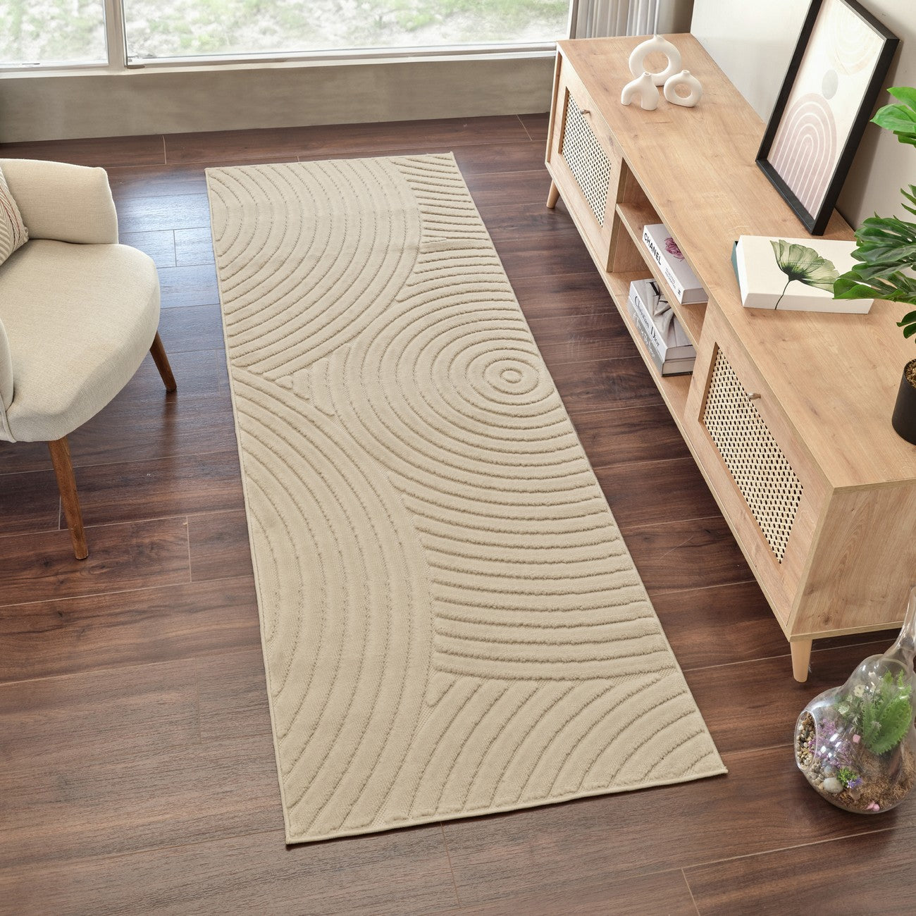 KOANA Indoor & Outdoor Scandi Modern Beige Area Rug Roomscene