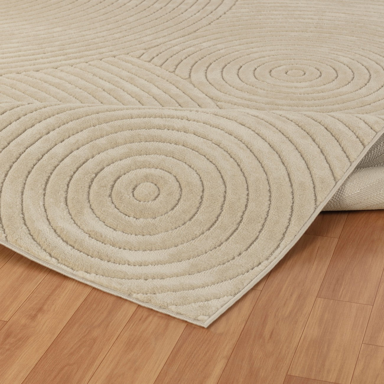 KOANA Indoor & Outdoor Scandi Modern Beige Area Rug Fold