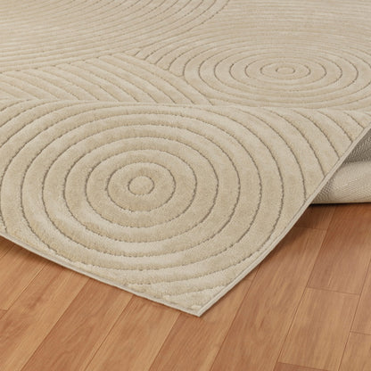 KOANA Indoor & Outdoor Scandi Modern Beige Area Rug Fold