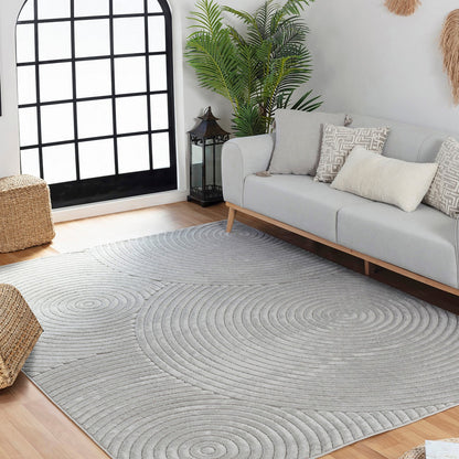 KOANA Indoor & Outdoor Scandi Modern Grey Area Rug Roomscene