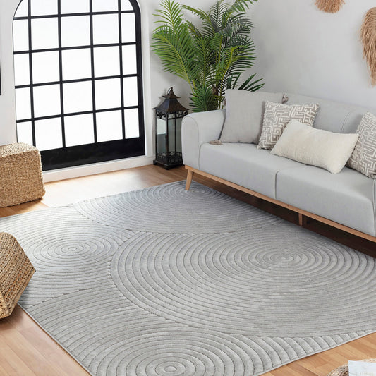 KOANA Indoor & Outdoor Scandi Modern Grey Area Rug Roomscene
