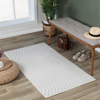 KOANA Indoor & Outdoor Scandi Modern White Area Rug Roomscene