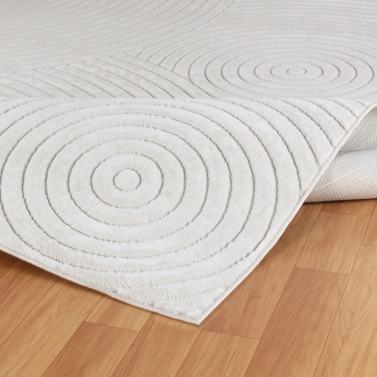 KOANA Indoor & Outdoor Scandi Modern White Area Rug Fold