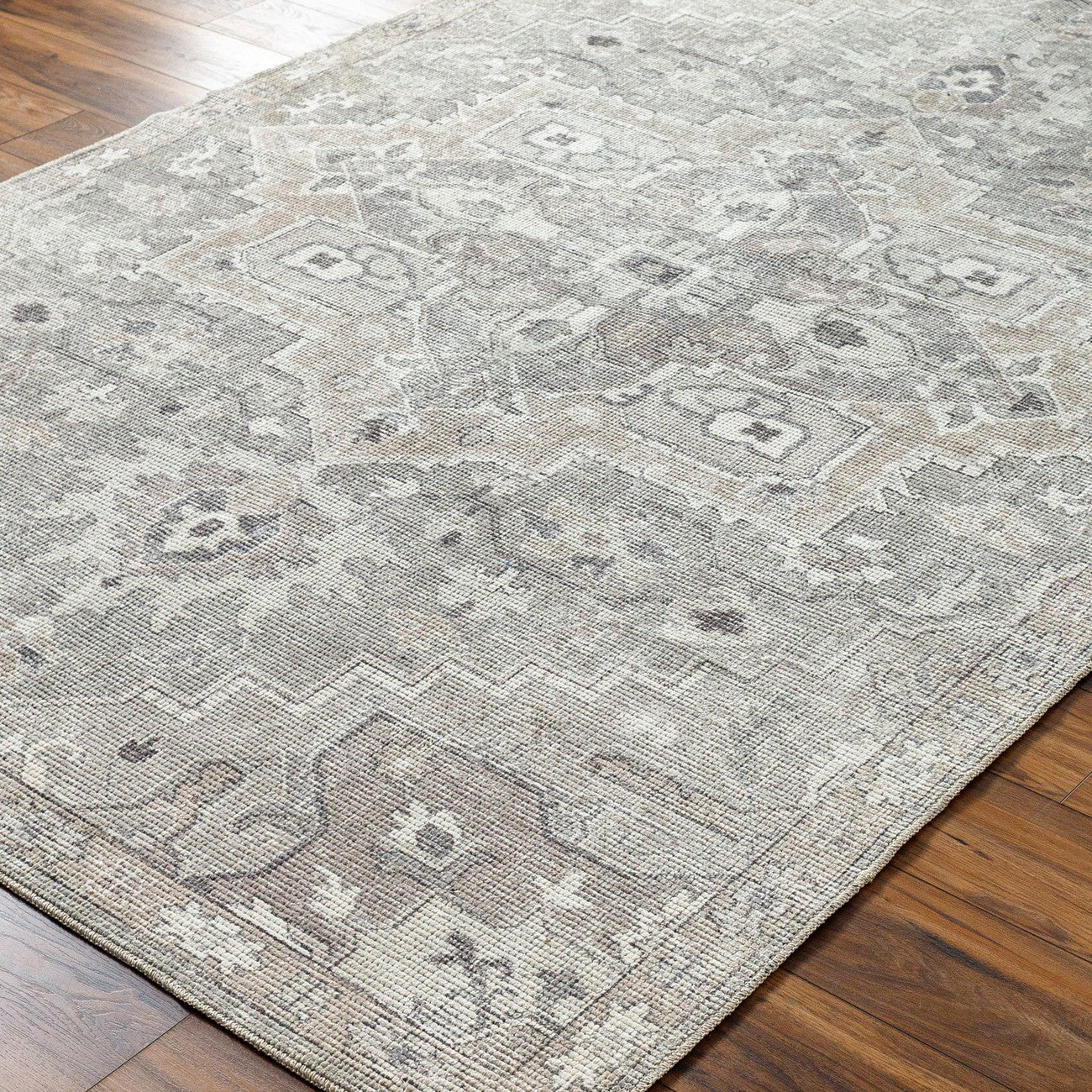 KRISHNA Becki Owens x Livabliss Vintage Traditional Oriental Boho Camel/Dark Brown Area Rug Corner